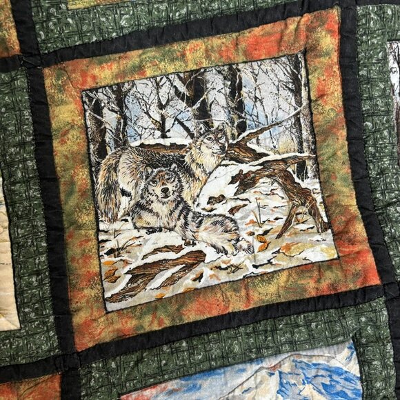 Handmade Wildlife Themed Patchwork Quilt Lap Blanket Wall Hanging Throw - Picture 7 of 11